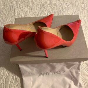 Jimmy Choo Neon Patent Hot Pink Size 38 100mm